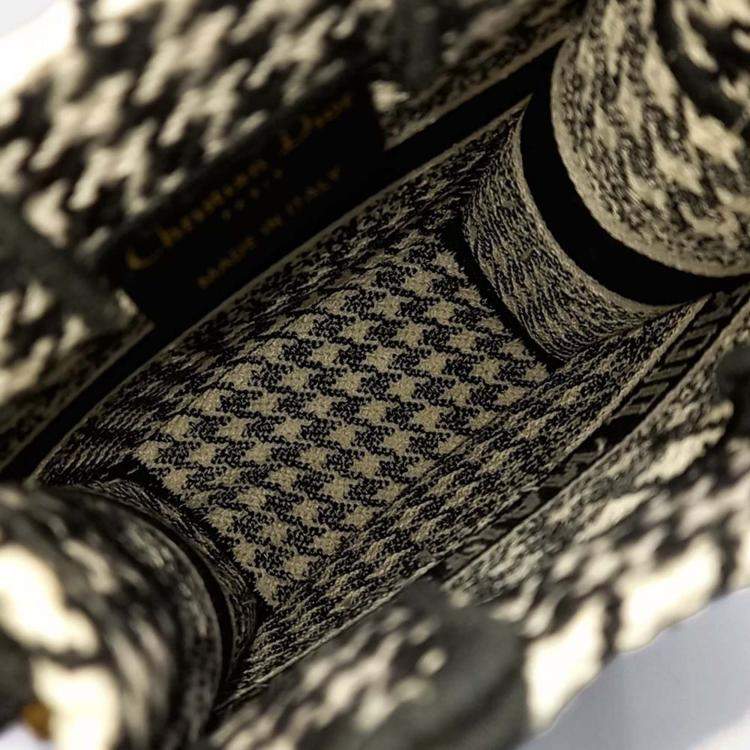 Pre Owned Dior Black White Fabric Book Tote Mini Phone Bag