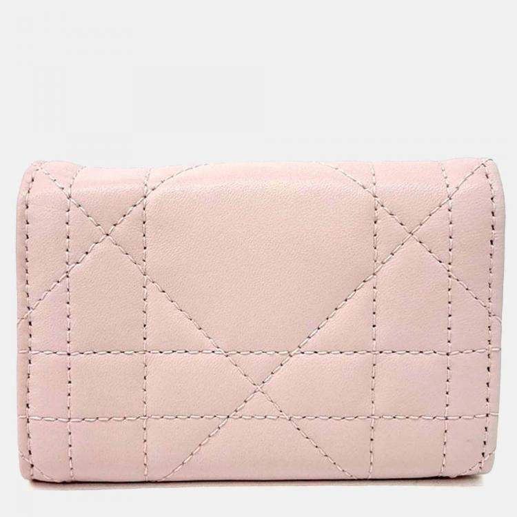 Pre Owned Dior Leather Caro Glycine Card Holder