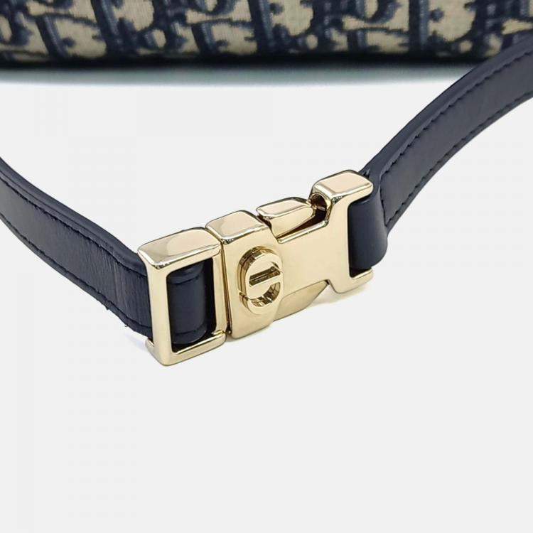 Pre Owned Dior Navy Blue Fabric Oblique Travel Nomade Pouch Medium