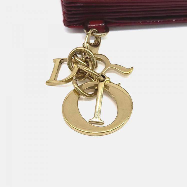 Pre Owned Dior Red Leather Patent Cannage Accordion Card Holder