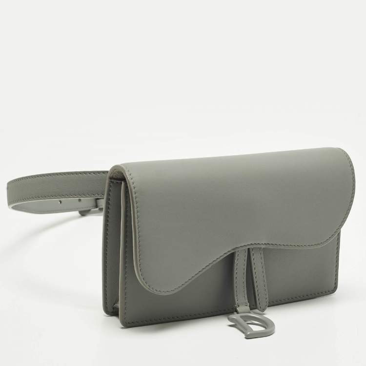 Pre Owned حقيبة حزام ديور سادل جلد رمادية