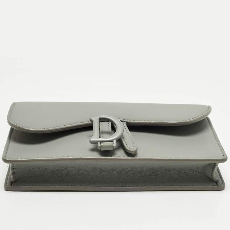 Pre Owned حقيبة حزام ديور سادل جلد رمادية