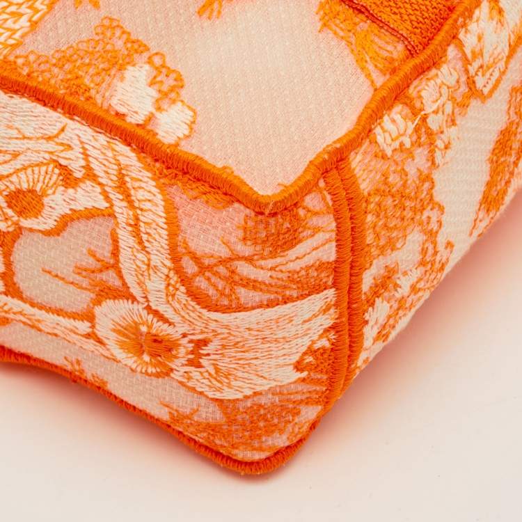 Pre Owned Dior Diorcamp Small Neon Orange/White Canvas Shoulder Bag