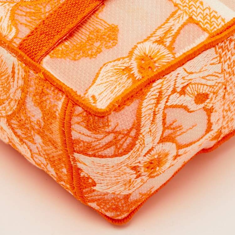 Pre Owned Dior Diorcamp Small Neon Orange/White Canvas Shoulder Bag