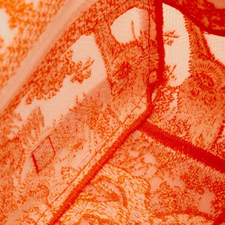 Pre Owned Dior Diorcamp Small Neon Orange/White Canvas Shoulder Bag