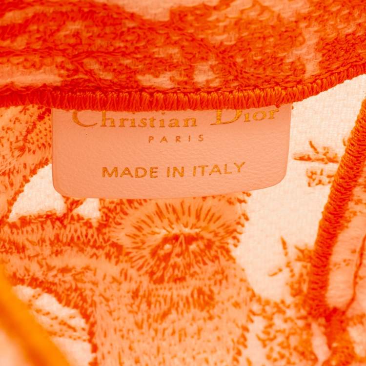 Pre Owned Dior Diorcamp Small Neon Orange/White Canvas Shoulder Bag