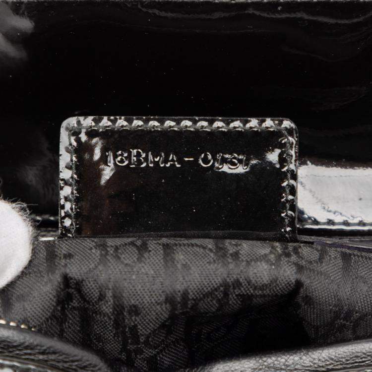 Pre Owned Dior Black Large Patent Cannage Lady Dior