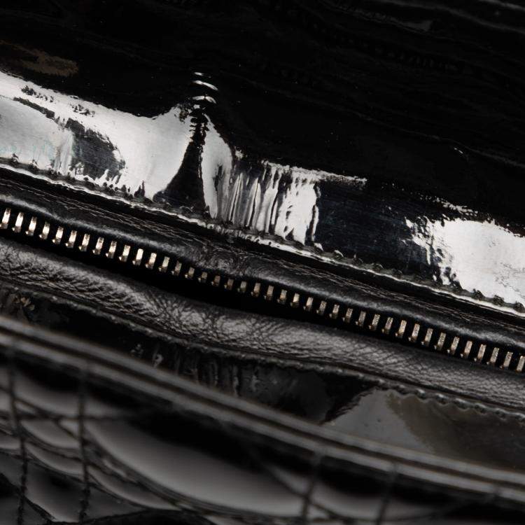 Pre Owned Dior Black Large Patent Cannage Lady Dior