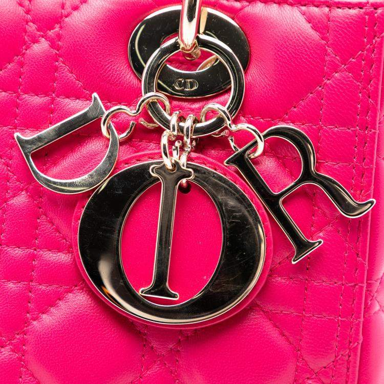 Pre Owned Dior Pink Medium Lambskin Cannage Lady Dior