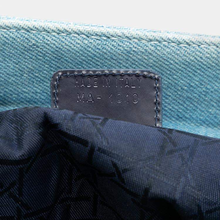 Pre Owned Dior Blue Large Denim Cannage Acrylic Handles Lady Dior
