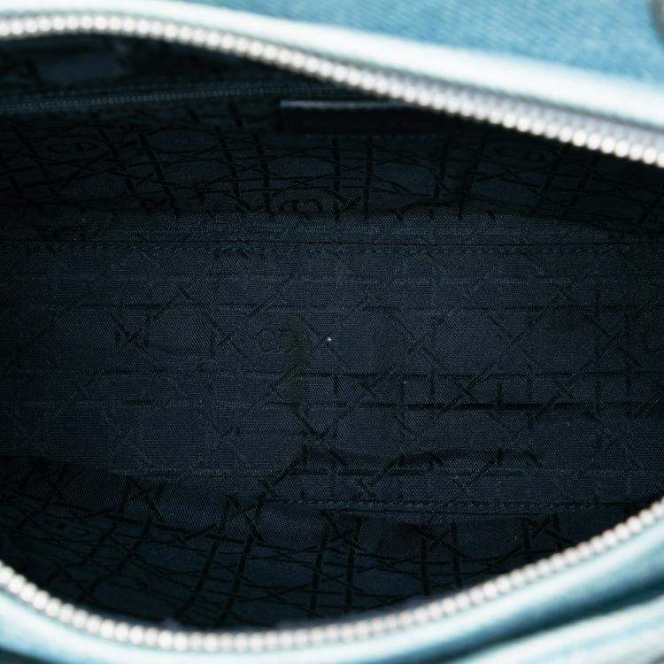 Pre Owned Dior Blue Large Denim Cannage Acrylic Handles Lady Dior