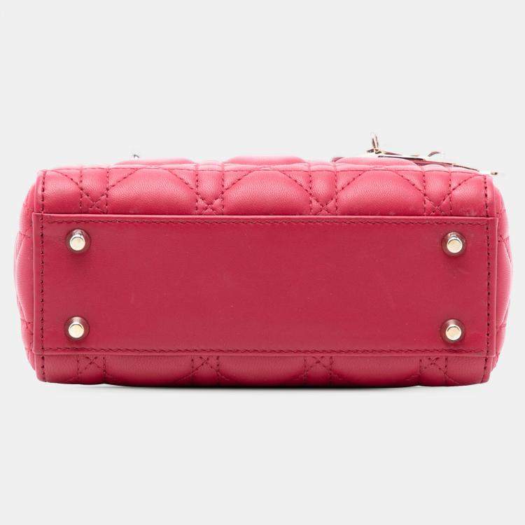 Pre Owned Dior Pink Mini Lambskin Cannage Lady Dior