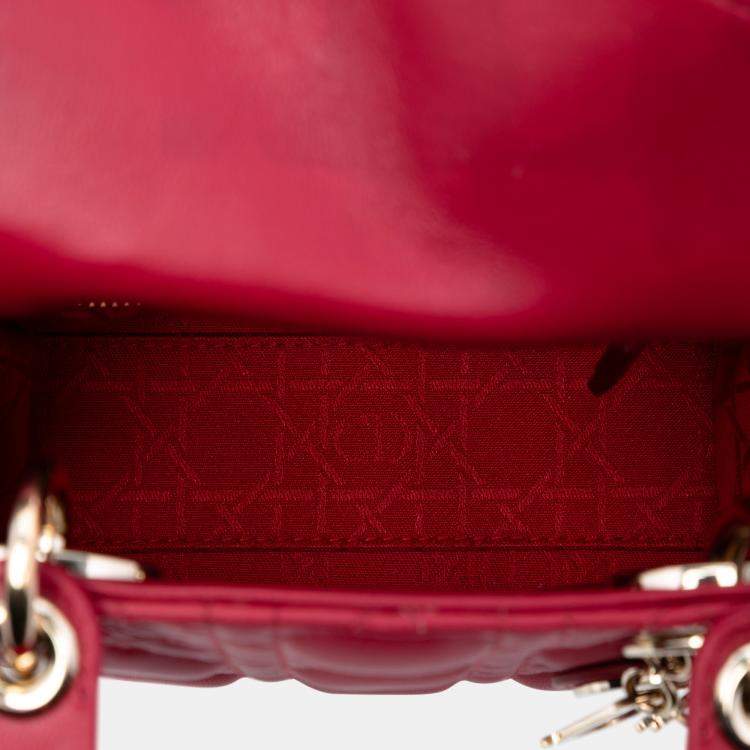 Pre Owned Dior Pink Mini Lambskin Cannage Lady Dior