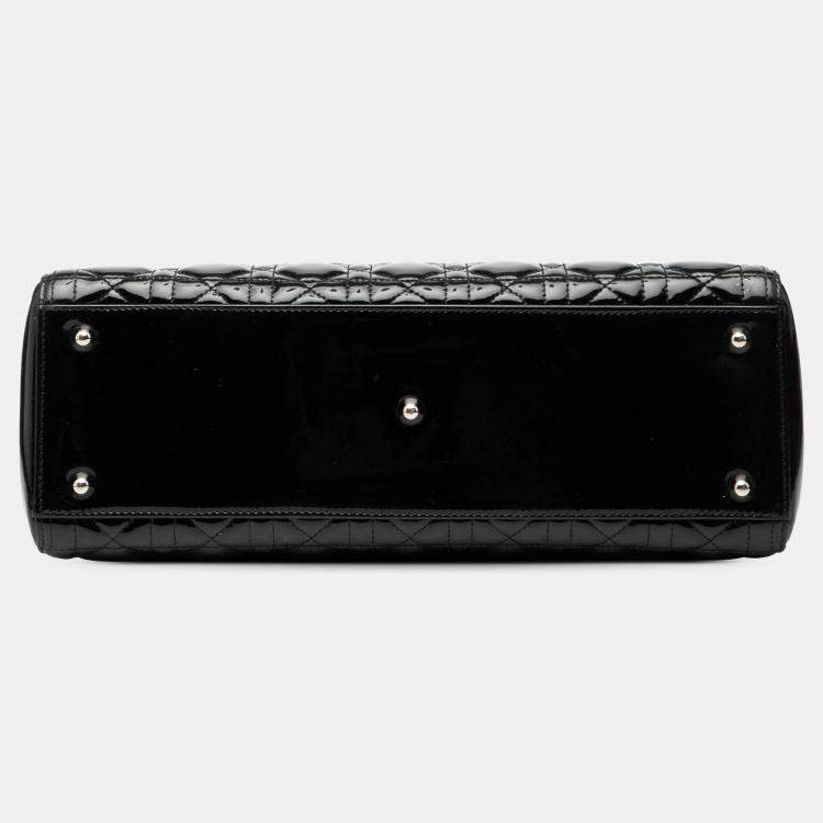 Pre Owned Dior Black Large Patent Cannage Lady Dior