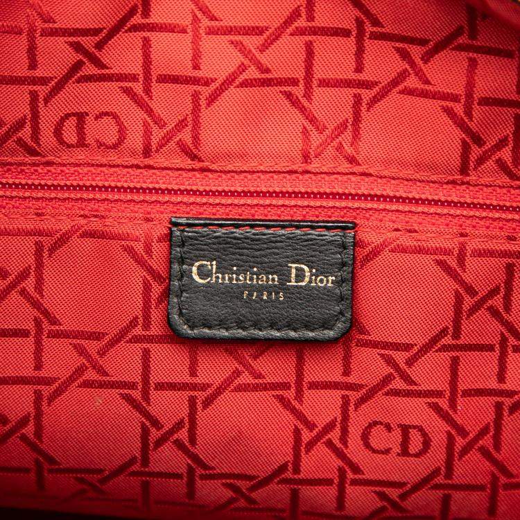 Pre Owned Dior Black Large Lambskin Cannage Lady Dior