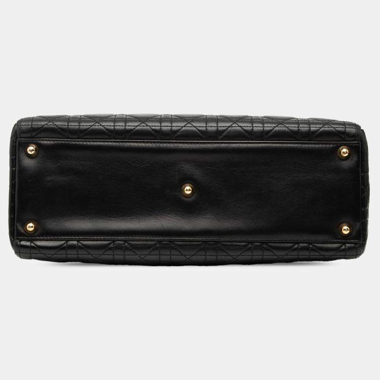 Pre Owned Dior Black Large Lambskin Cannage Lady Dior