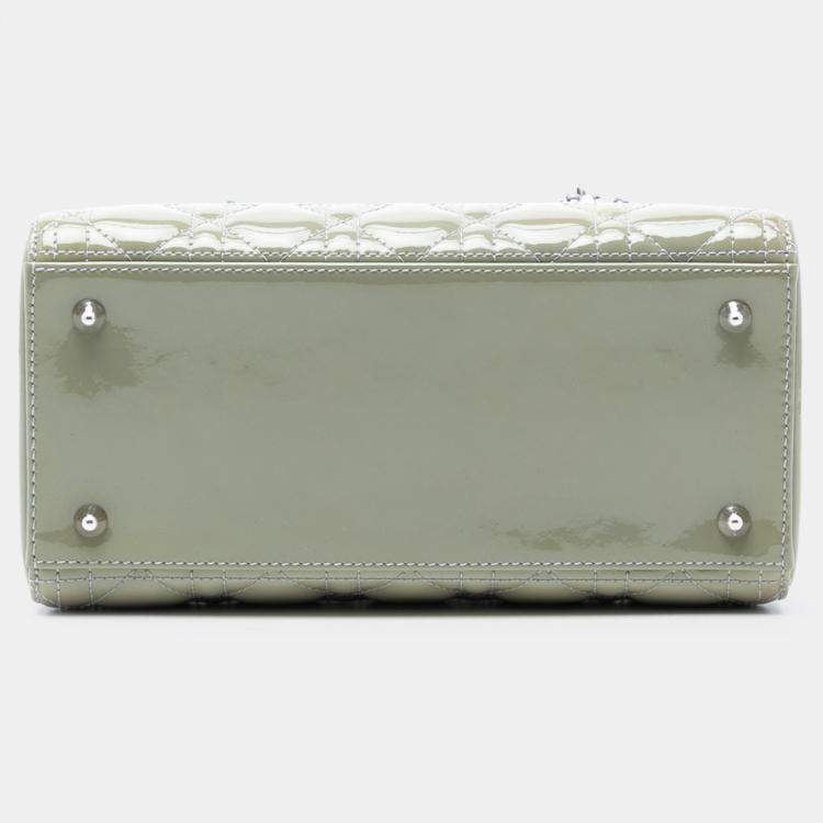 Pre Owned Dior Green Medium Patent Cannage Lady Dior