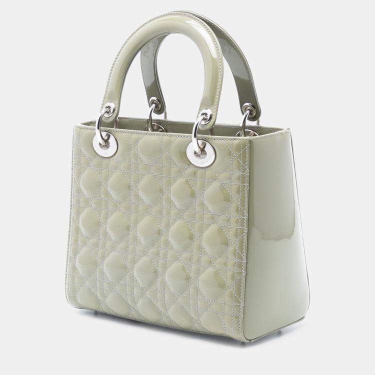 Pre Owned Dior Green Medium Patent Cannage Lady Dior