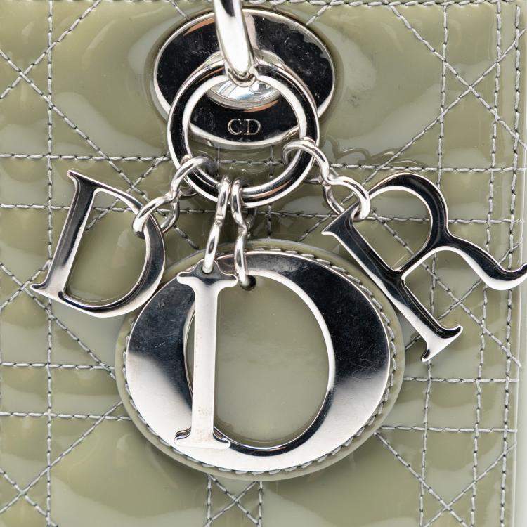 Pre Owned Dior Green Medium Patent Cannage Lady Dior