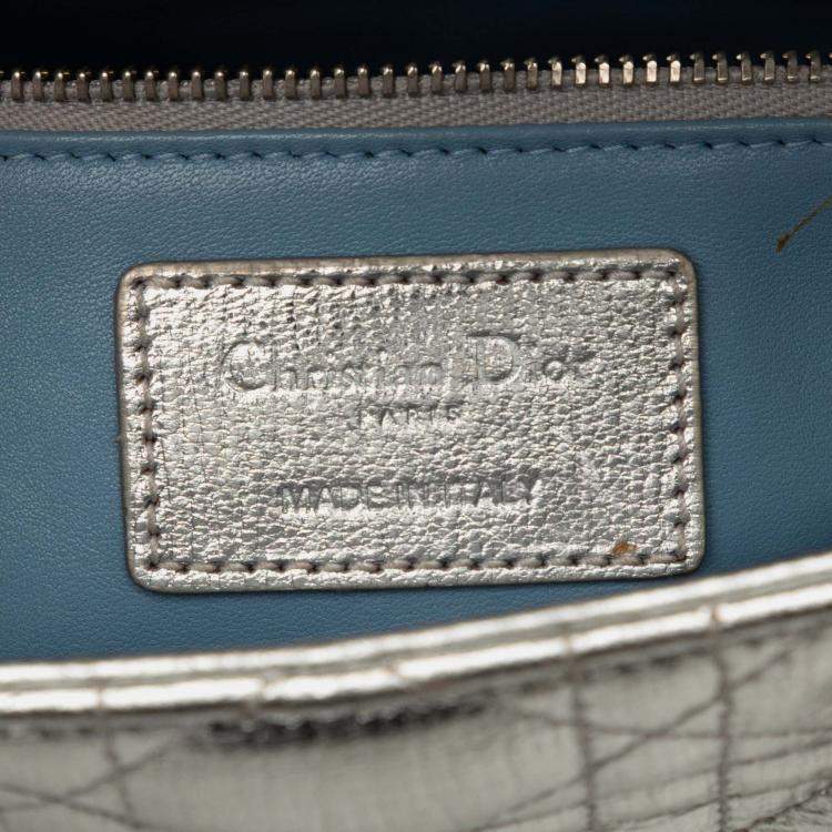 مملوكة مسبقًا Dior Silver Small Metallic Grained Calfskin Cannage My ABCDior Lady Dior