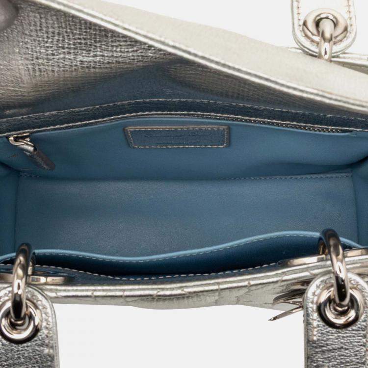 مملوكة مسبقًا Dior Silver Small Metallic Grained Calfskin Cannage My ABCDior Lady Dior