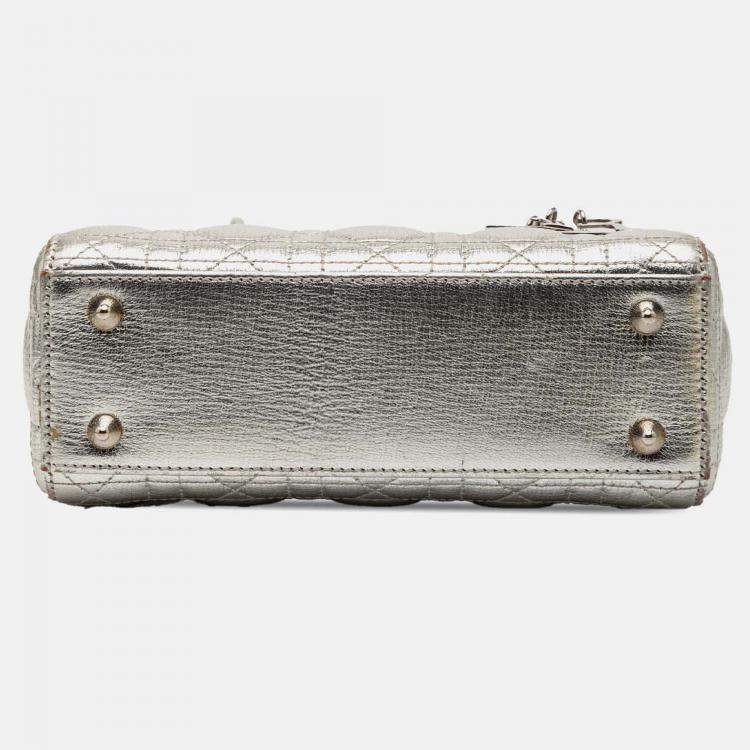 مملوكة مسبقًا Dior Silver Small Metallic Grained Calfskin Cannage My ABCDior Lady Dior