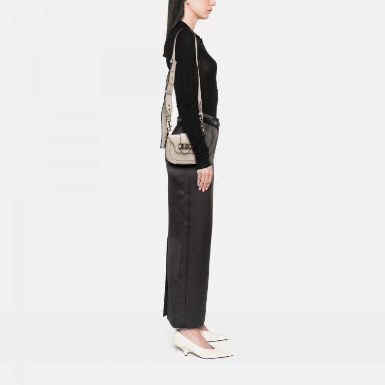 Pre Owned Dior White Mini Leather D Fence Saddle Bag