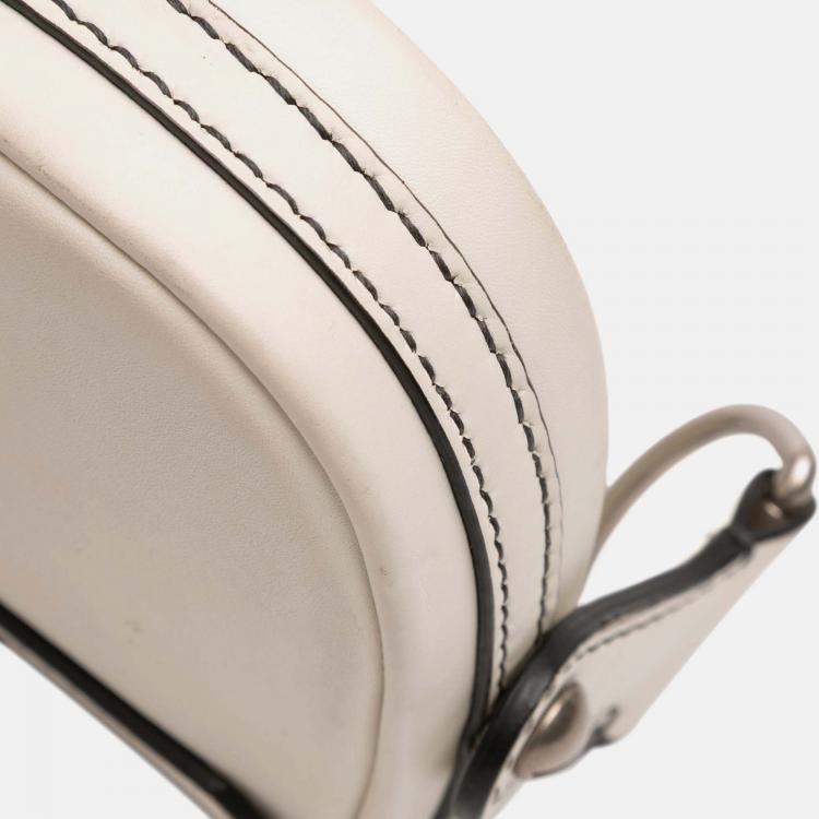 Pre Owned Dior White Mini Leather D Fence Saddle Bag
