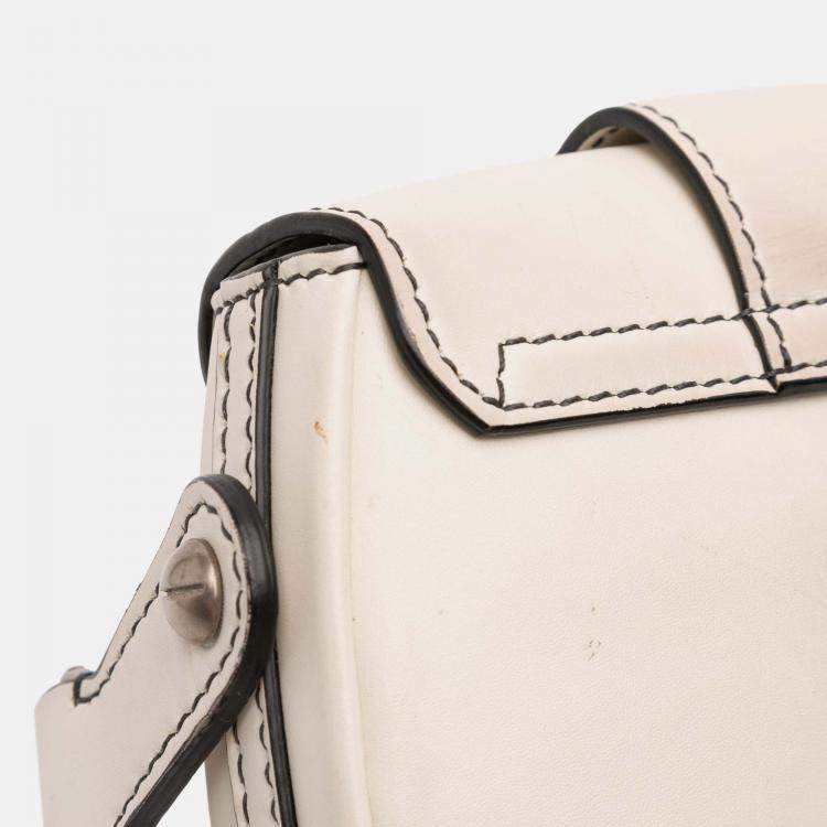 Pre Owned Dior White Mini Leather D Fence Saddle Bag
