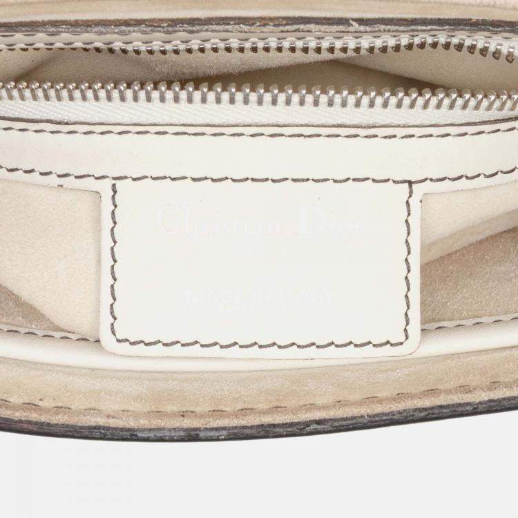 Pre Owned Dior White Mini Leather D Fence Saddle Bag