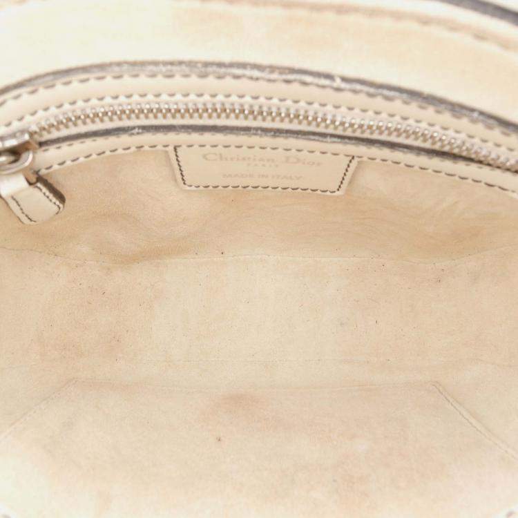 Pre Owned Dior White Mini Leather D Fence Saddle Bag