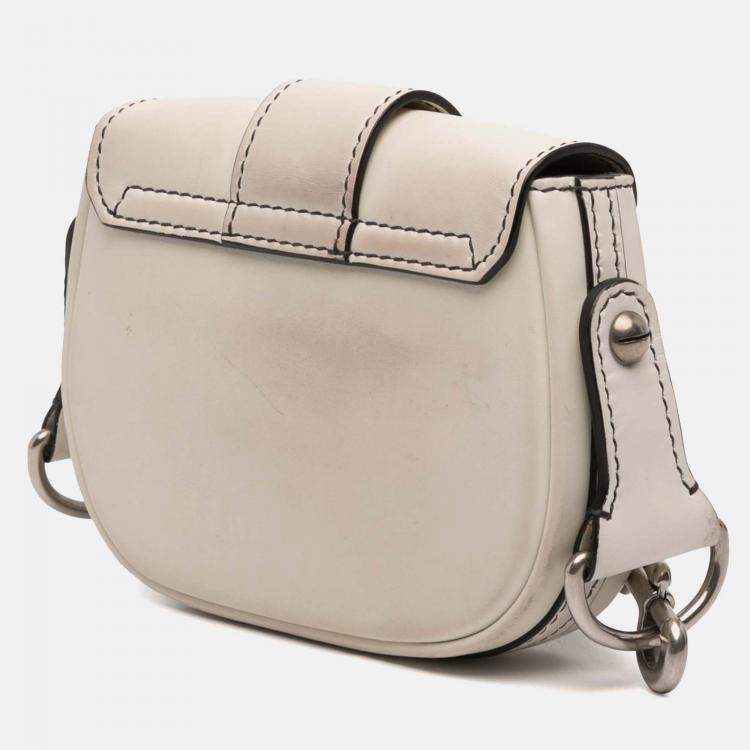 Pre Owned Dior White Mini Leather D Fence Saddle Bag