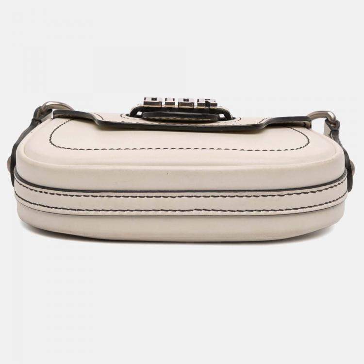Pre Owned Dior White Mini Leather D Fence Saddle Bag