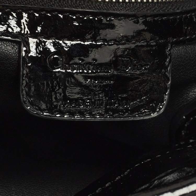 Pre Owned Dior Soft lady Dior Black Cannage Patent Leather Tote