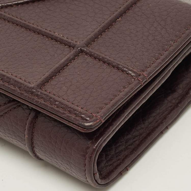 Pre Owned Dior Diorama Burgundy Leather Wallet On Chain