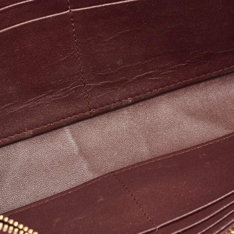 Pre Owned Dior Diorama Burgundy Leather Wallet On Chain