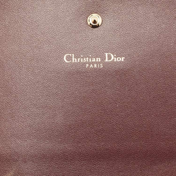 Pre Owned Dior Diorama Burgundy Leather Wallet On Chain