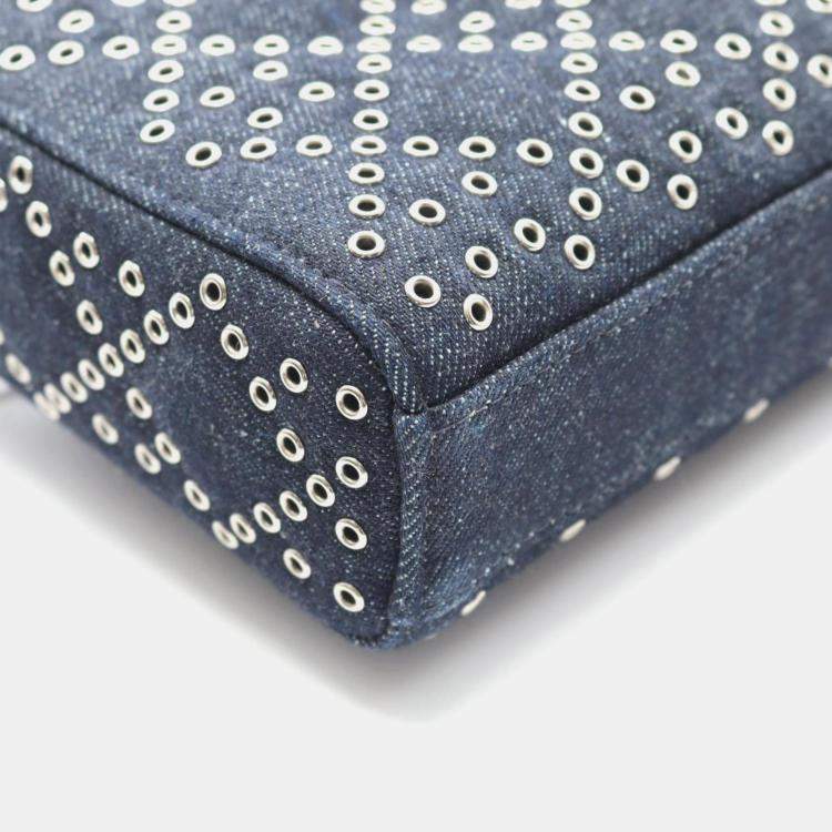 Pre Owned Christian Dior Dior Lady D-Joy Medium Handbag  Denim  Navy