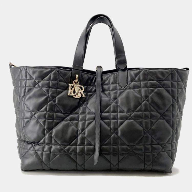 Pre Owned Christian Dior Tote Bag  Macrocannage Toujours  Large  Black