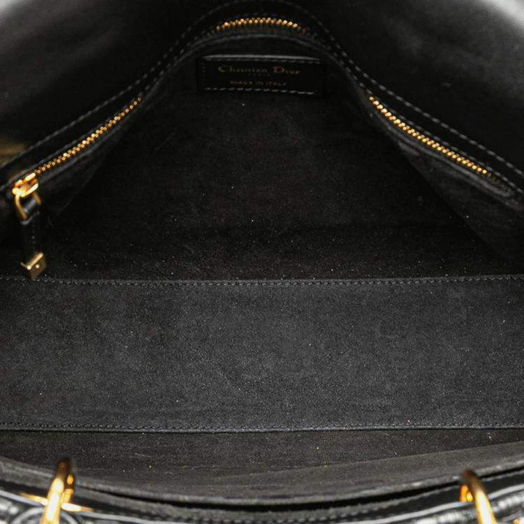 Pre Owned Dior Lady Dior Black Leather Shoulder Bag