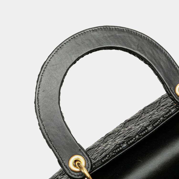 Pre Owned Dior Lady Dior Black Leather Shoulder Bag