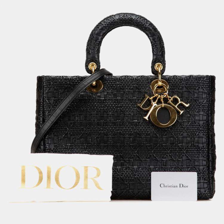 Pre Owned Dior Lady Dior Black Leather Shoulder Bag