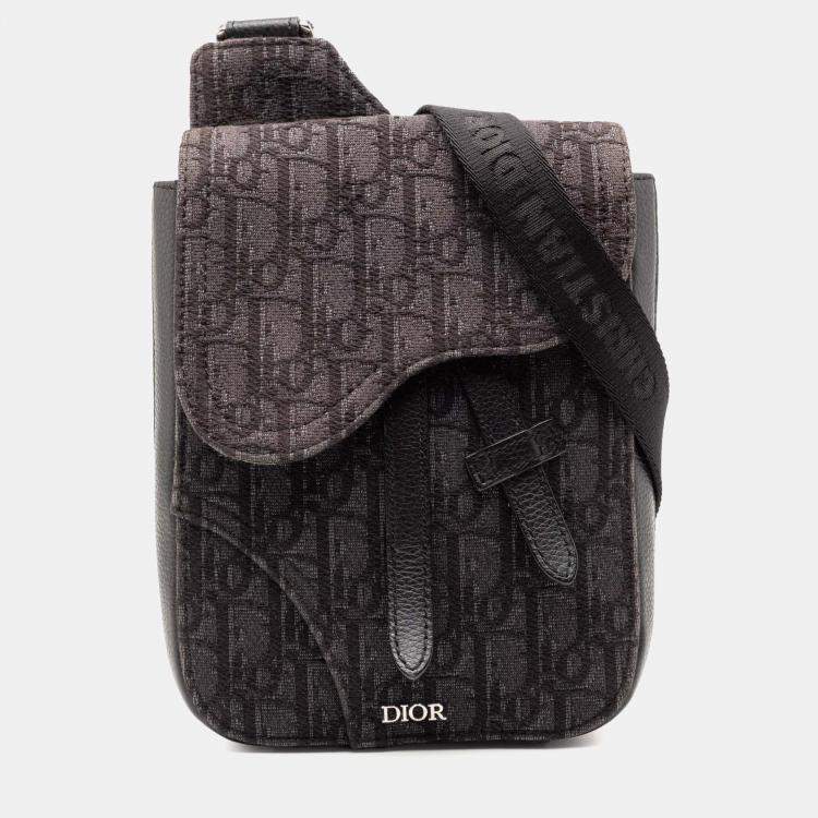 Pre Owned Dior Brown Oblique Canvas Saddle Pouch Crossbody