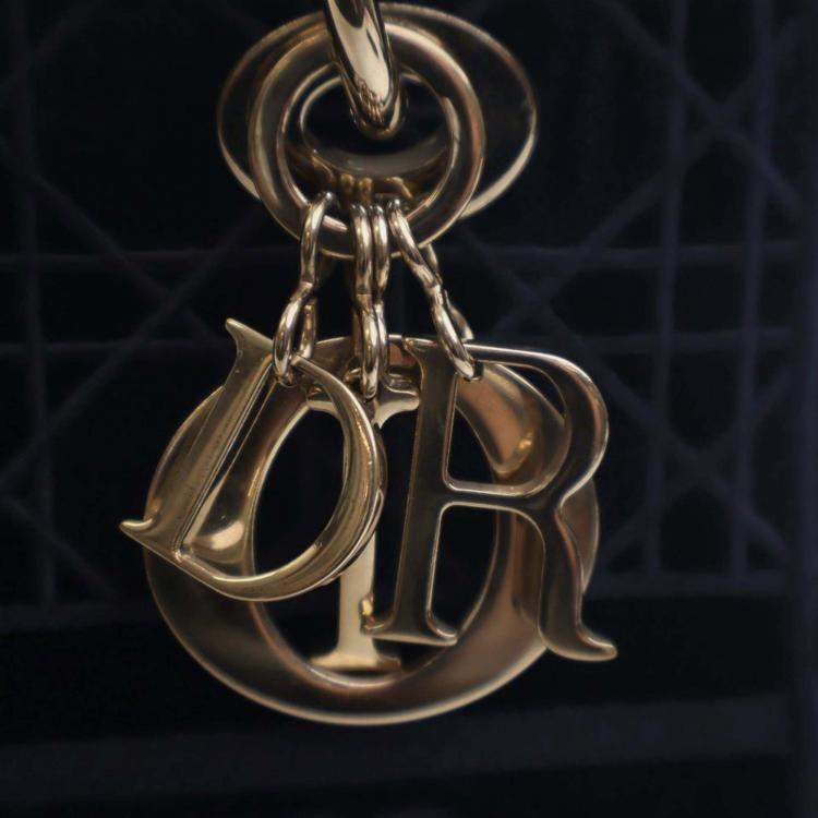 Pre Owned Dior Blue Medium Velvet Cannage Lady D Lite