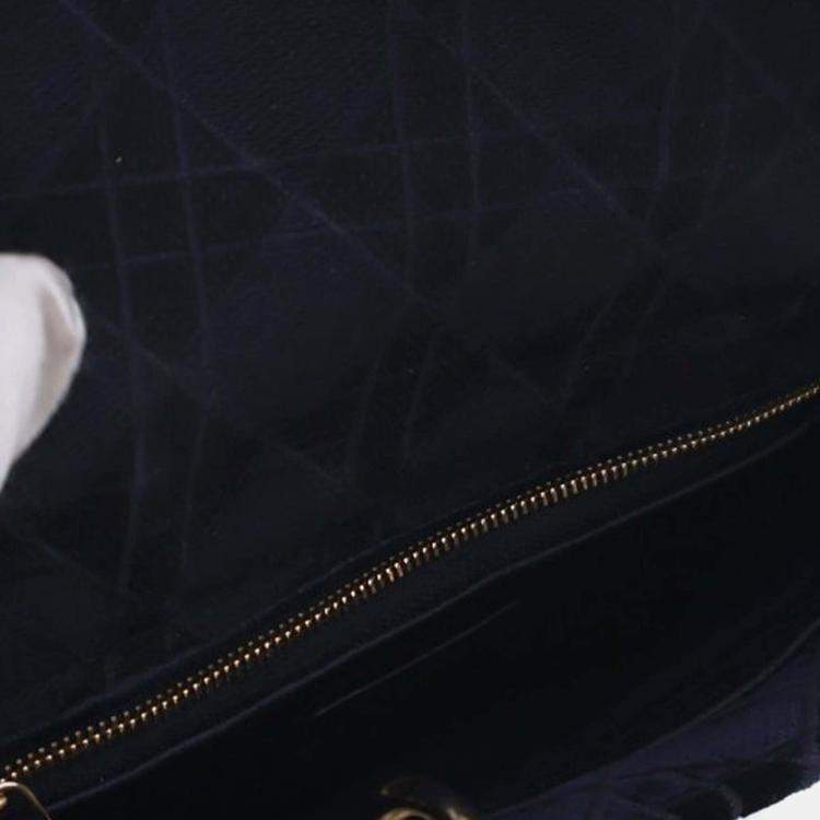 Pre Owned Dior Blue Medium Velvet Cannage Lady D Lite