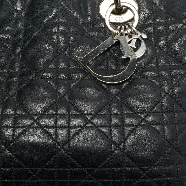 Pre Owned Dior Soft Lady Dior Small Black Cannage Leather Tote