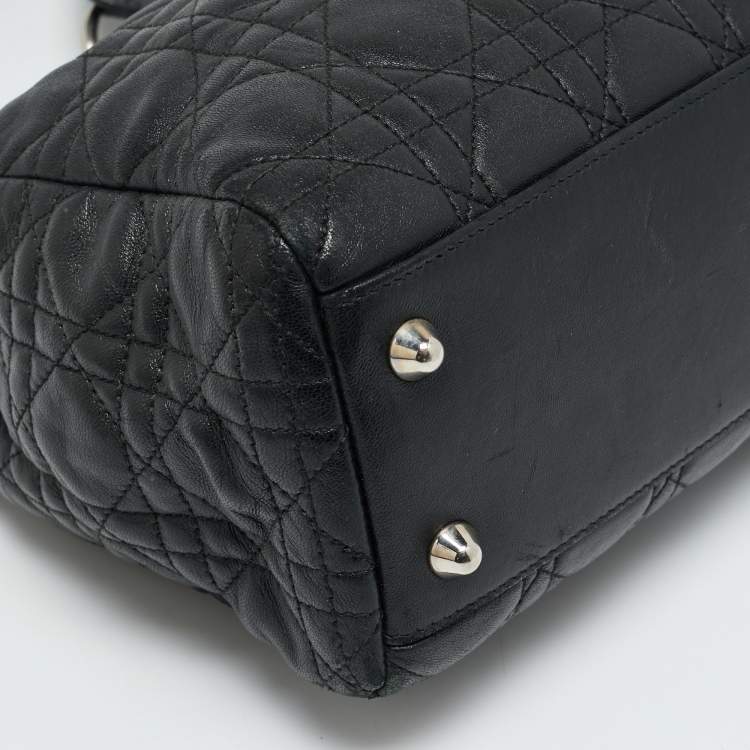 Pre Owned Dior Soft Lady Dior Small Black Cannage Leather Tote