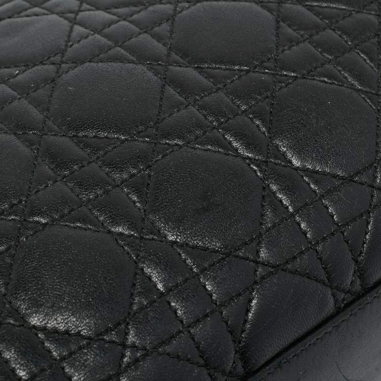 Pre Owned Dior Soft Lady Dior Small Black Cannage Leather Tote