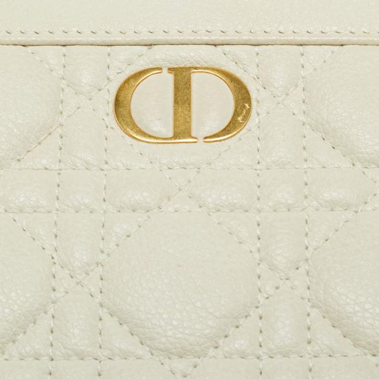 Pre Owned Dior Caro Every Dior Off White Cannage Leather Pouch