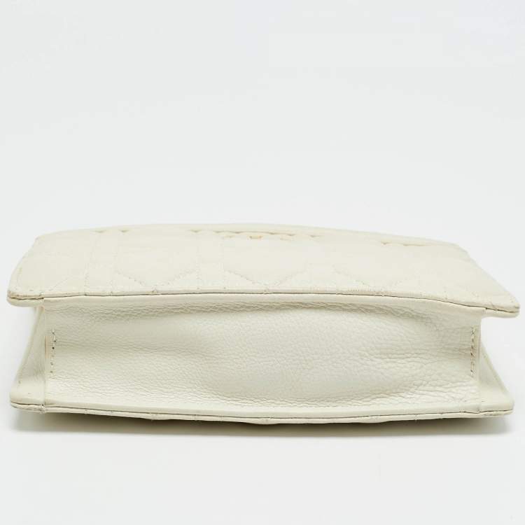 Pre Owned Dior Caro Every Dior Off White Cannage Leather Pouch